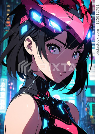 High school girl cyberpunk style ai 125912791