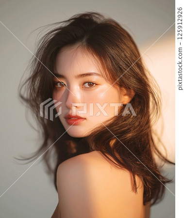 美麗的女人擁有美麗的皮膚和皮膚護理“AI生成圖像” 美麗的女人擁有美麗的皮膚和皮膚護理“AI生成圖像” 125912926