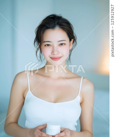 美麗的女人擁有美麗的皮膚和皮膚護理“AI生成圖像” 美麗的女人擁有美麗的皮膚和皮膚護理“AI生成圖像” 125912927