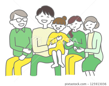 Three-generation family of grandparents, parents, and children Three-generation family of grandparents, parents, and children 125913036