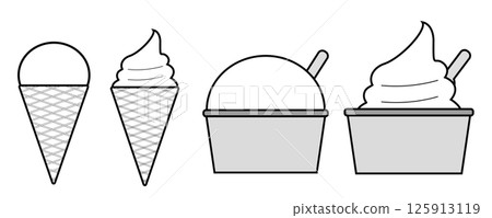 Ice cream soft serve monochrome set 125913119