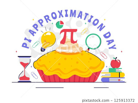 Pi Approximation Day Vector Illustration Celebrated on July 22, Featuring Mathematical Constants, Greek Letters, or a Baked Sweet Pie in a Background 125913372