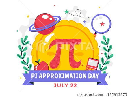 Pi Approximation Day Vector Illustration Celebrated on July 22, Featuring Mathematical Constants, Greek Letters, or a Baked Sweet Pie in a Background Pi Approximation Day Vector Illustration Celebrated on July 22, Featuring Mathematical Constants, Greek Letters, or a Baked Sweet Pie in a Background 125913375