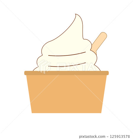 香草冰淇淋配杯子和勺子 香草冰淇淋配杯子和勺子 125913578