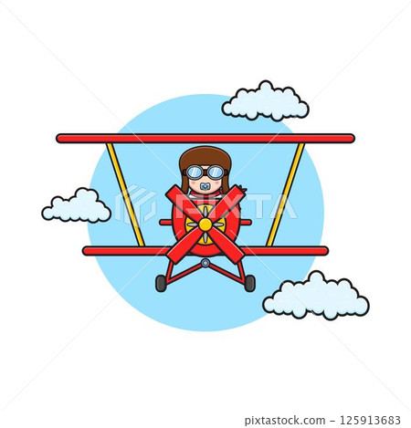 Cute baby driving aero plane cartoon icon illustration Cute baby driving aero plane cartoon icon illustration 125913683