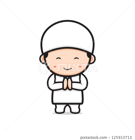 Cute girl celebrate ramadan kareem cartoon icon illustration 125913713