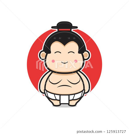 Cute sumo mascot character cartoon icon illustration 125913727