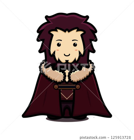 Cute king mascot character wear cloak and cartoon vector icon illustration 125913728