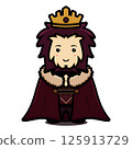 Cute king mascot character wear cloak and crown cartoon vector icon illustration 125913729