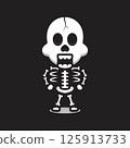 Cute skull mascot character cartoon vector icon illustration 125913733