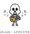 Skull playing guitar cartoon icon vector illustration 125913734