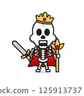 Skeleton king holding sword cartoon icon illustration 125913737