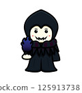 Cute witch mascot character make blue fire magic cartoon vector icon illustration 125913738