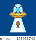 Cute baby sucked in by alien ufo cartoon icon illustration 125913743