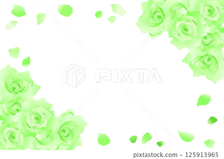 Green rose flower and petal frame material 125913965