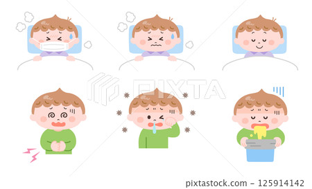 身體不適的男孩的插圖集 125914142