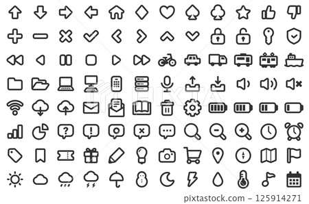 Simple icon set (monochrome) Simple icon set (monochrome) 125914271
