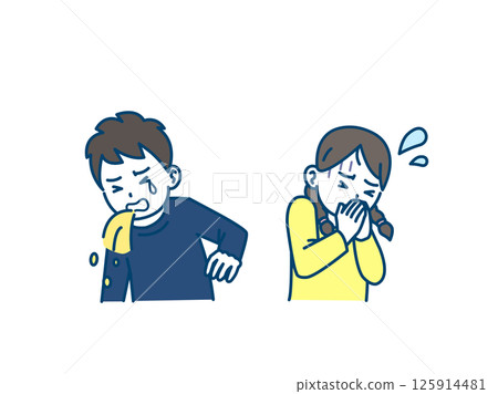 孩子感到噁心和嘔吐的插圖 孩子感到噁心和嘔吐的插圖 125914481