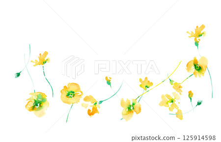 Watercolor painting. Watercolor yellow flower vector illustration. Yellow flower frame material. Spring flowers. Watercolor painting. Watercolor yellow flower vector illustration. Yellow flower frame material. Spring flowers. 125914598