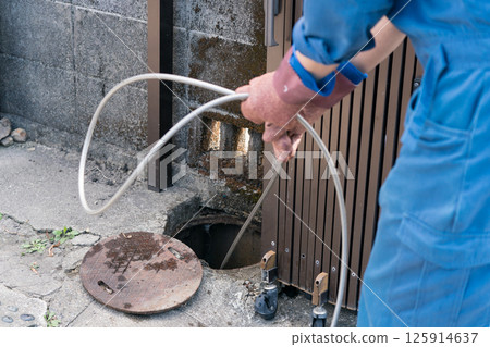 High pressure cleaning of drain pipes High pressure cleaning of drain pipes 125914637