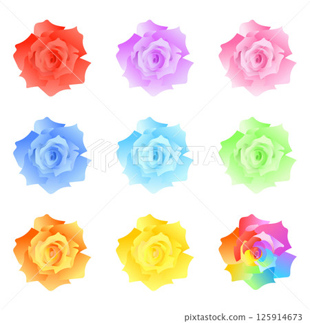Set of colorful roses and rainbow roses 125914673