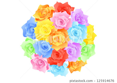 Colorful round bouquet of roses 125914676