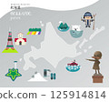 A cute square cut Hokkaido tourist map for travel brochures 125914814
