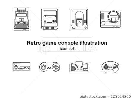 復古遊戲機與控制器圖示集 |紅白機、超級紅白機、Mega Drive 125914860