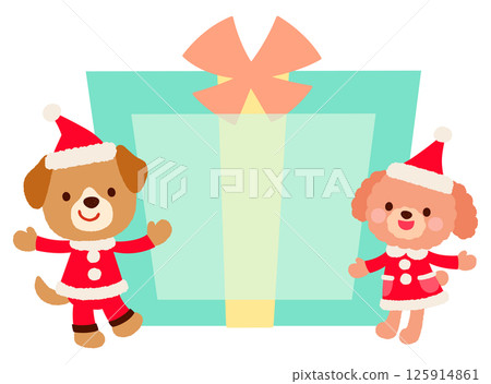 可愛的小狗聖誕老人聖誕留言卡 125914861