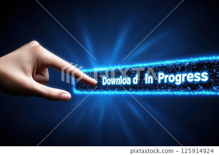 User Interacting with Conceptual Tech Progress Bar in Digital Environment 125914924