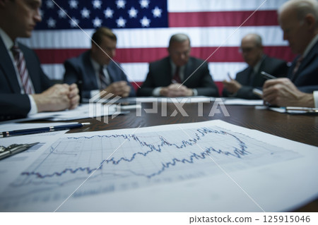 Investment professionals discussing strategies at roundtable meeting Investment professionals discussing strategies at roundtable meeting 125915046
