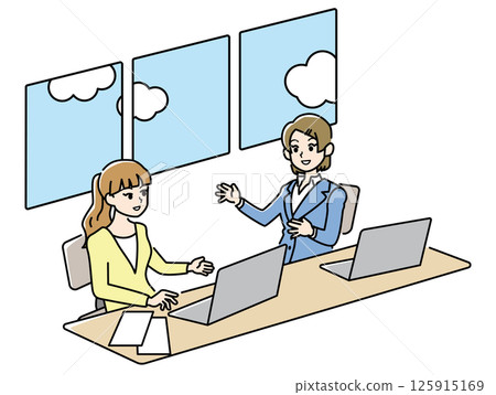 女性在白天工作時交談 125915169