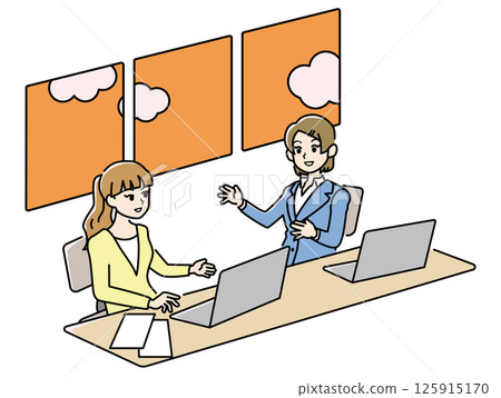 黃昏時分，婦女們在工作時交談 125915170