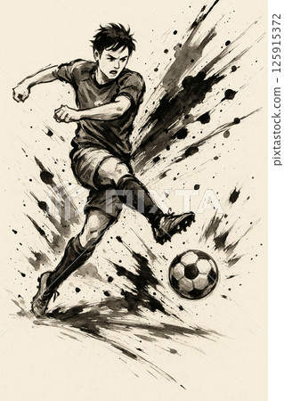 Soccer player shooting 125915372