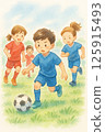Children playing soccer 125915493