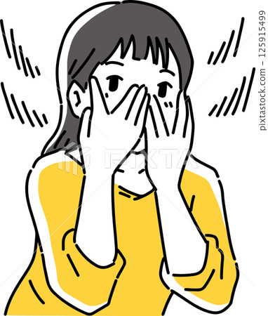 Woman peeking through her fingers 125915499