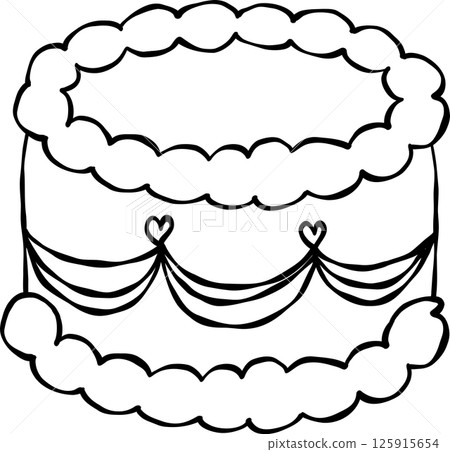 Coquette Vintage Cake with Retro Charm Hand Drawn Line Art Coquette Vintage Cake with Retro Charm Hand Drawn Line Art 125915654