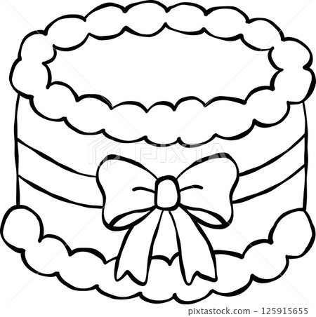 Coquette Vintage Cake with Retro Charm Hand Drawn Line Art Coquette Vintage Cake with Retro Charm Hand Drawn Line Art 125915655