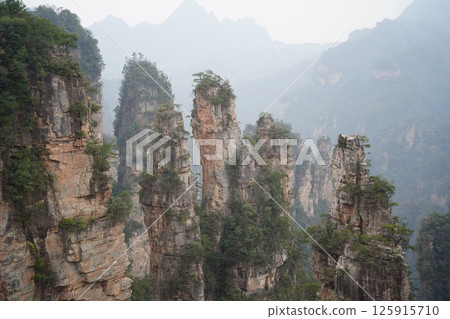 Majestic Sandstone Pillars of Zhangjiajie National Forest Park, China Majestic Sandstone Pillars of Zhangjiajie National Forest Park, China 125915710