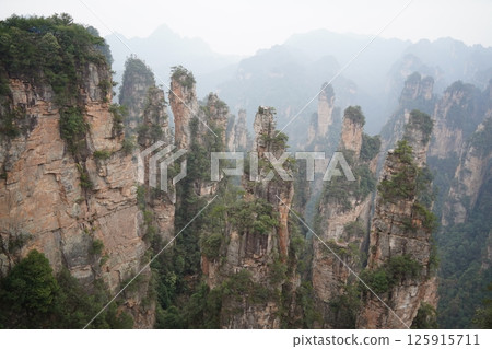 Majestic Sandstone Pillars of Zhangjiajie National Forest Park, China Majestic Sandstone Pillars of Zhangjiajie National Forest Park, China 125915711