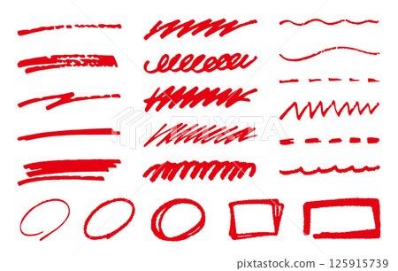 Set of hand drawn lines. Doodle marker pen. Underline vector. 125915739