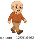 Cute character illustration of an elderly man walking with a smile 125916462