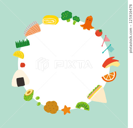 可愛的便當配菜背景插圖，圓圈，手寫 125916476