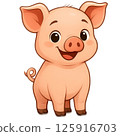 Smiling cute pig character illustration 125916703