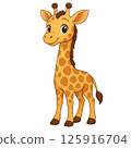 Smiling cute giraffe character illustration 125916704