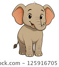 Smiling cute elephant character illustration 125916705