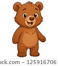 Cute bear character illustration standing with smile 125916706