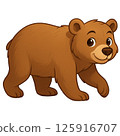 Smiling brown bear character illustration walking 125916707