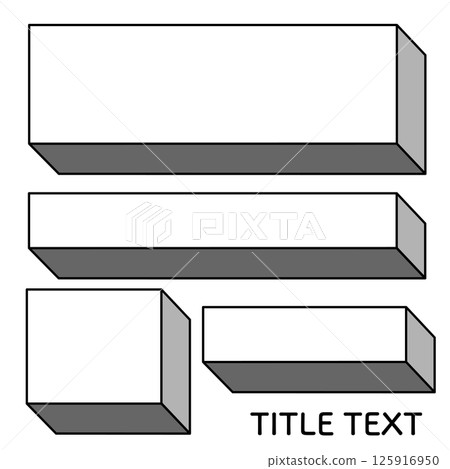 Simple title heading frame box 3D illustration material black and white line gray png 125916950
