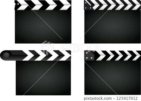 A set of four plain closed three-dimensional clapperboards 125917012